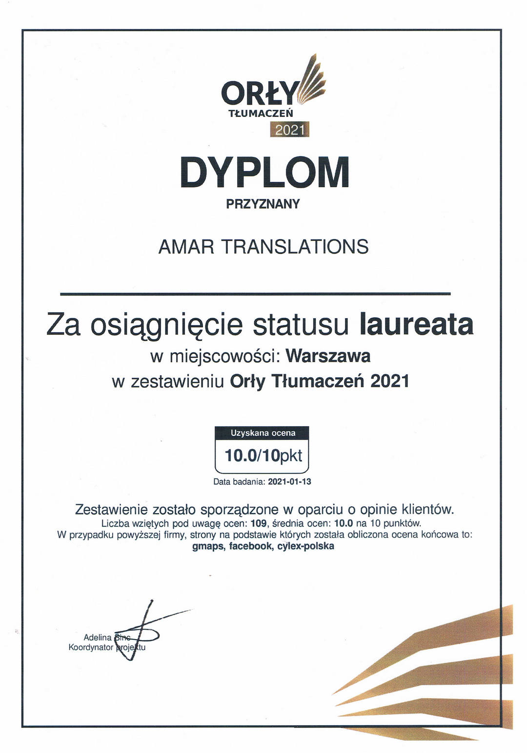 BiuroTlumaczenPrzysielychWarszawaAmaR-TRANSLATIONS-dyplom1